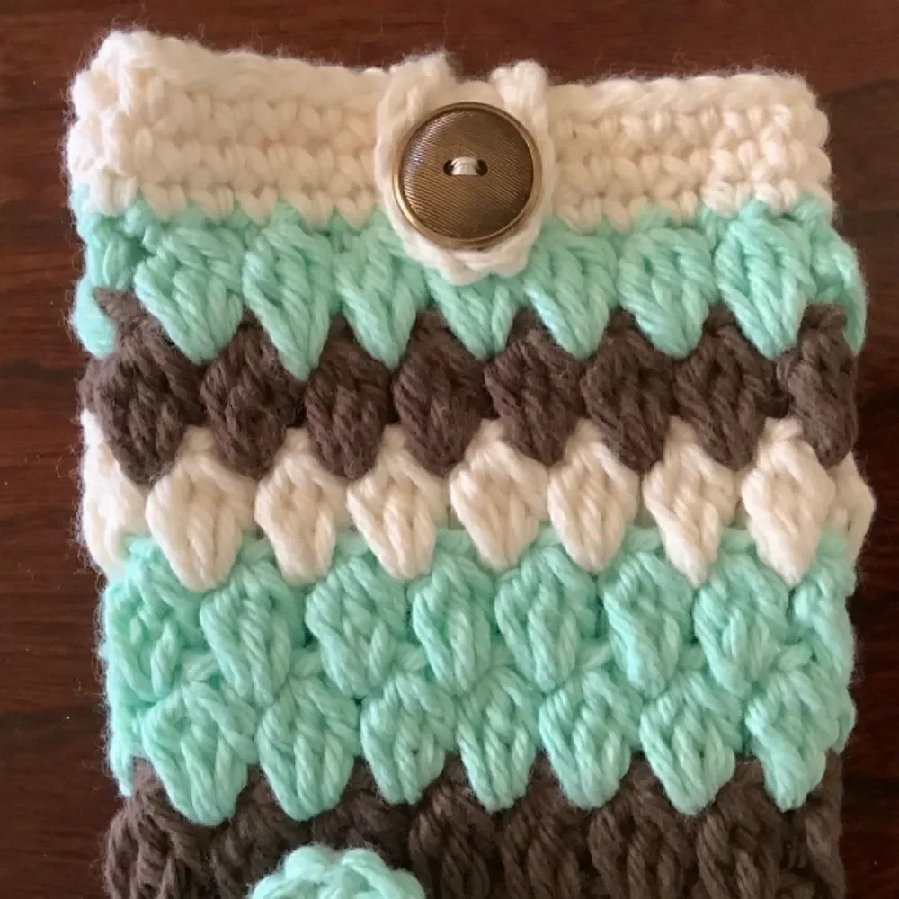 CROCHET HAND MADE IPHONE FLORAL CASE 100% COTTON